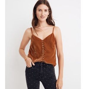Madewell Velvet Button Down Cami Mustard Gold